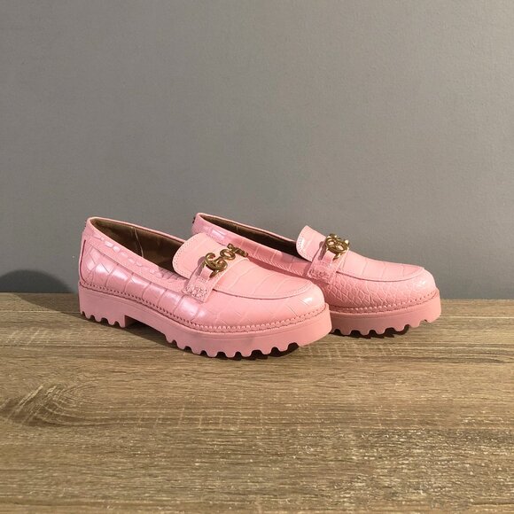 Circus By Sam Edelman Deana Loafer Sz 8M Pink Chain Link Slip On Patent Leather - Picture 1 of 11